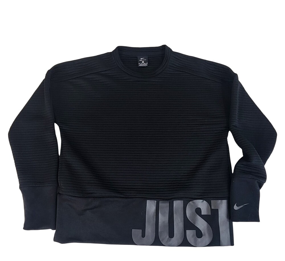 Nike DRI-FIT Womens Pullover Sweatshirt Size XS Black Stripes Crew Neck #1752